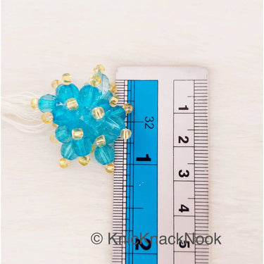 Blue Bead Tassels Latkan, Indian Latkans, Gold Beaded Danglers